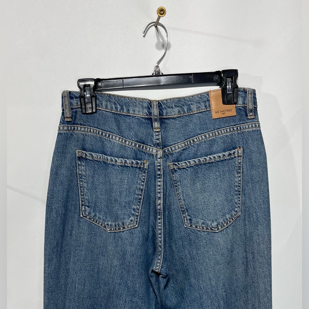 We The Free Button Fly Ripped Blue Flare High Rise Jeans Size 26 Inseam 31” - Picture 4 of 7